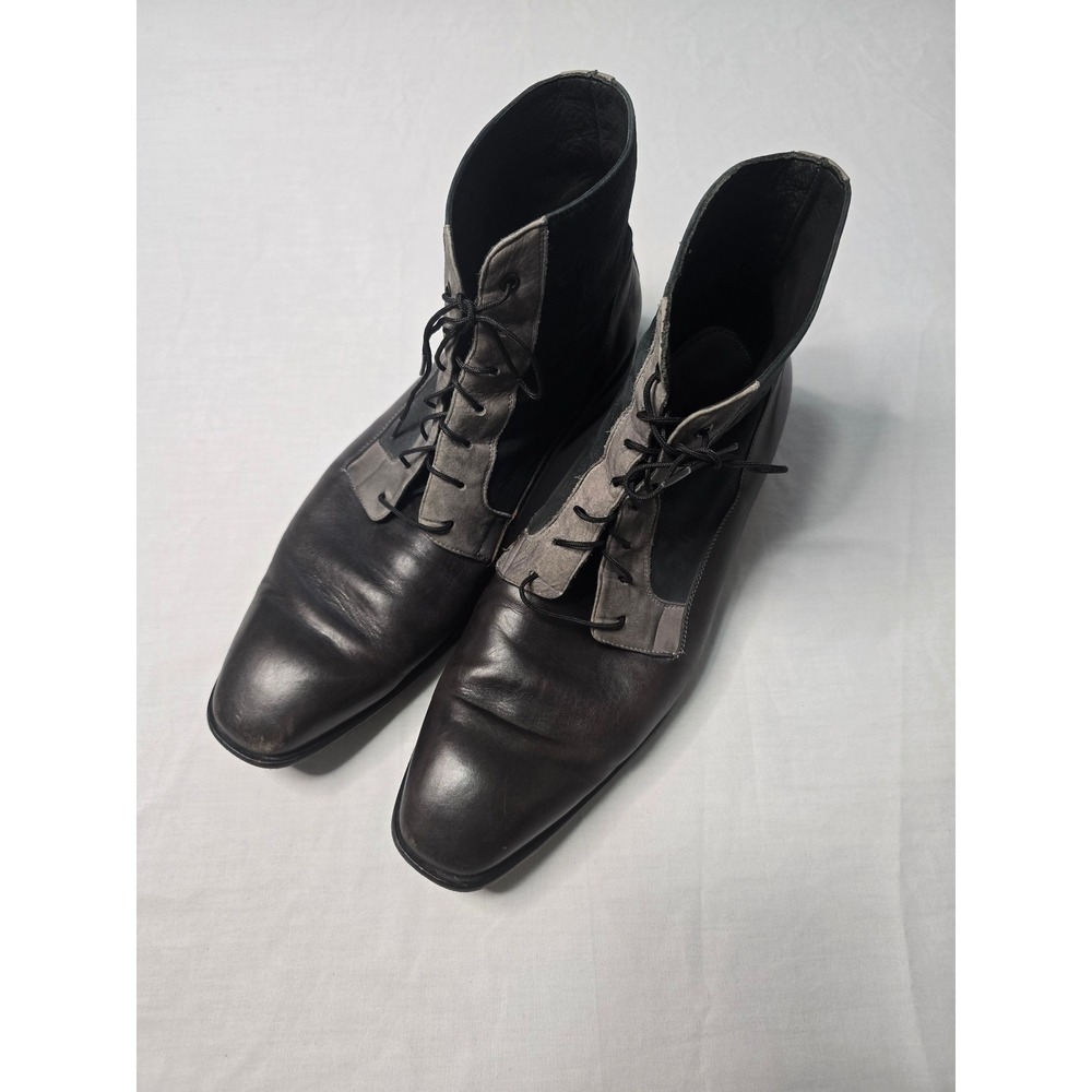Franco Cuadra Mens Black Grey Leather Lace Up Ankle Boots Size 28 US 9 EUC